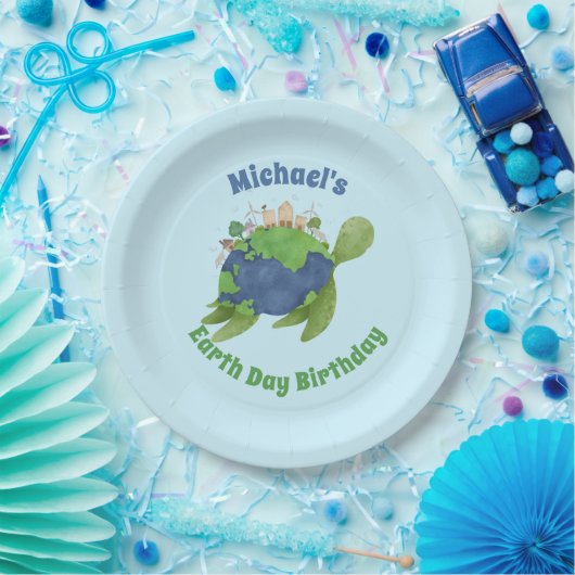 Modern Niedlich Earth Day Sea Turtle Birthday Part Pappteller (Party)