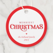 MODERN niedlich festliche Weihnachten in Rot-Merri Geschenkanhänger (Vorderseite)