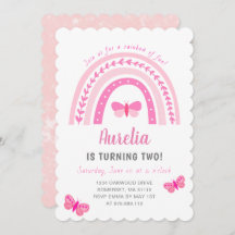 Modern Niedlich Pink Boho Rainbow Birthday
