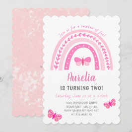 Modern Niedlich Pink Boho Rainbow Birthday Einladung