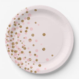 Modern Niedlich Pink Gold Glitzer Geburtstagsparty Pappteller