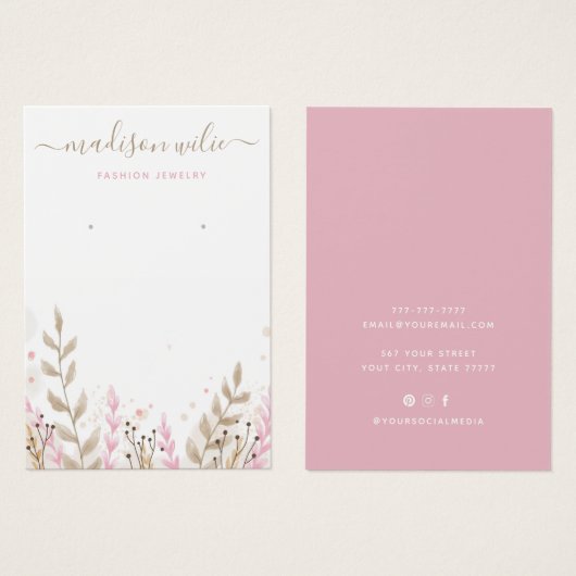 Modern Niedlich rosa Einfaches Blumengestein (Vorne & Hinten)