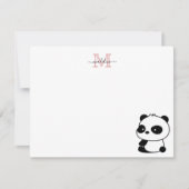 Modern Niedliche Panda Blush Pink Monogram Script Mitteilungskarte (Vorderseite)