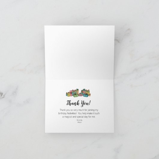 Modern Niedlicher Geburtstag Dankeskarte (Innenseite)