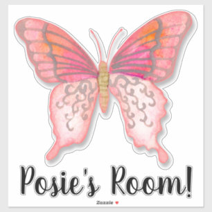 Modern Niedliches Schmetterling Rosa Orange Art Aufkleber