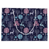 Modern Night Forest Deer Große Geschenktüte (Rückseite)