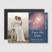 Modern Night Sky Galaxy Blau Save the Date Lila Magnetkarte (Vorne/Hinten)