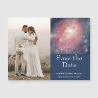 Modern Night Sky Galaxy Blau Save the Date Lila
