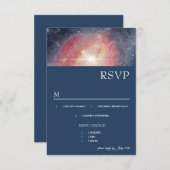 Modern Night Sky Galaxy Blue Lila Red Menu UAWG RSVP Karte (Vorne/Hinten)