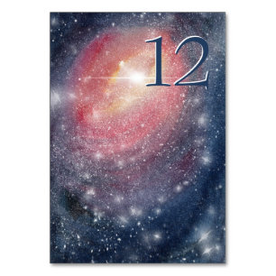 Modern Night Sky Galaxy Blue Lila Red Tischnummer