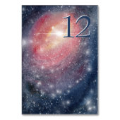 Modern Night Sky Galaxy Blue Lila Red Tischnummer (Rückseite)