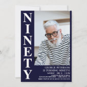 Modern NINETY Foto 90. Geburtstagsparty Einladung (Vorderseite)