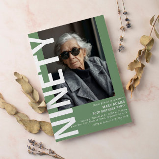 Modern NINETY Foto 90. Geburtstagsparty Einladung