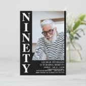 Modern NINETY Foto 90. Geburtstagsparty Einladung (Stehend Vorderseite)