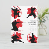 Modern Ninja Birthday Party Einladung (Stehend Vorderseite)