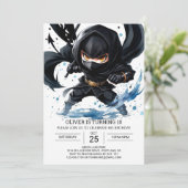 Modern Ninja Martial Arts Geburtstag Einladung (Stehend Vorderseite)