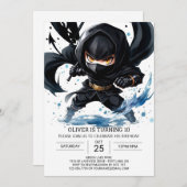Modern Ninja Martial Arts Geburtstag Einladung (Vorne/Hinten)