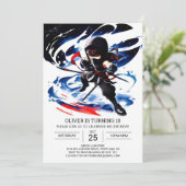 Modern Ninja Martial Arts Geburtstag Einladung (Stehend Vorderseite)