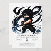 Modern Ninja Scroll Birthday Einladung (Vorne/Hinten)