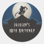 Modern Ninja Silhouette Birthday Party Runder Aufkleber (Vorderseite)