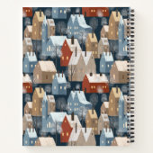 Modern Nordic Cosy Winter Town Muster Monogram Notizblock (Rückseite)