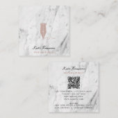 Modern Notary Signing Agent QR Code Marble Pink Quadratische Visitenkarte (Vorne/Hinten)