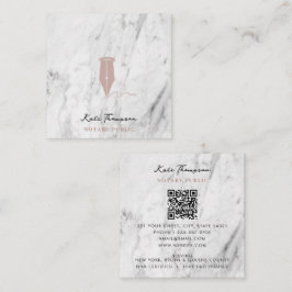 Modern Notary Signing Agent QR Code Marble Pink Quadratische Visitenkarte
