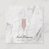 Modern Notary Signing Agent QR Code Marble Pink Quadratische Visitenkarte (Vorderseite)