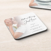 Modern Nothing Fancy Just Love Foto Save the Date Getränkeuntersetzer (Linke Seite)
