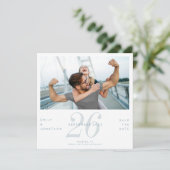 Modern Number Date Foto Blue Save the Date (Stehend Vorderseite)