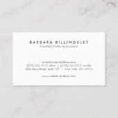Modern Numbers Logo Linen Accountant Business Card Visitenkarte (Rückseite)