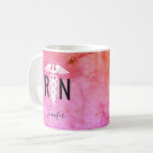 Modern Nurse RN Caduceus Colorful Ombre Name Kaffeetasse (Vorderseite Links)
