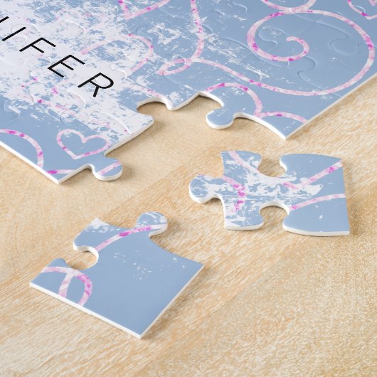 Modern Nurse Rosa Herz mit Wolken Dankbarkeit Name Puzzle (Seite)
