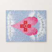 Modern Nurse Rosa Herz mit Wolken Dankbarkeit Name Puzzle (Horizontal)
