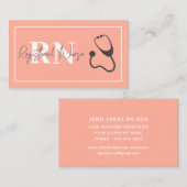 Modern Nurse Stethoscope Coral Peach Beruflich Visitenkarte (Vorne/Hinten)