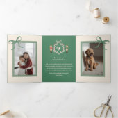 Modern Nutcracker Christmas Bow Ribbon Foto Frame Dreifach Gefaltete Urlaubskarte (Innenseite)