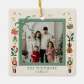Modern Nutcracker Christmas Bow Ribbon Foto Frame Keramikornament (Vorderseite)