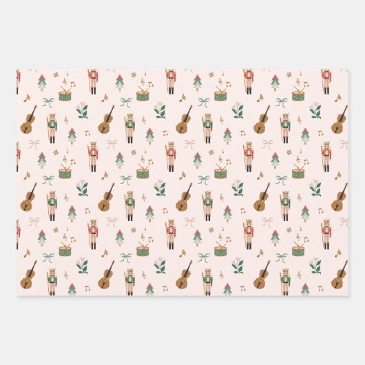 Modern Nutcracker Christmas Bow Ribbon Muster Geschenkpapier Set (Vorderseite 2)