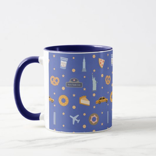 Modern NYC Icons & Landmarks Pattern Royal Blue  Tasse (Links)