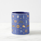 Modern NYC Icons & Landmarks Pattern Royal Blue  Tasse (Zentrum)