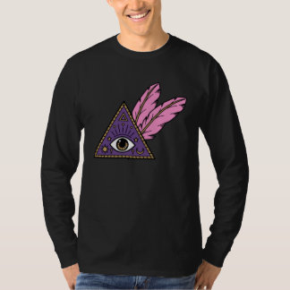Modern Occult Eye & Feathers Mystic Purple T-Shirt
