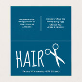 Modern Ocean Blue Hairdressers Loyalty Visitenkarten (Außenseite Aufgefaltet)