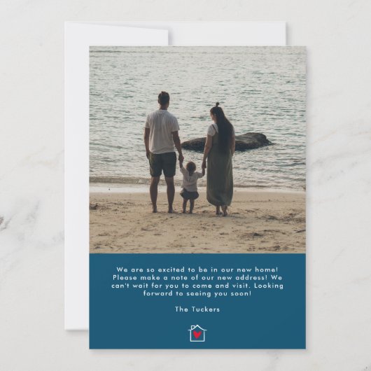 Modern Ocean Blue New Zuhause 2-Foto Moving Card (Rückseite)