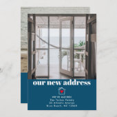 Modern Ocean Blue New Zuhause 2-Foto Moving Card (Vorne/Hinten)