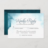 Modern Ocean Blue Obre Water Color RSVP card (Vorne/Hinten)