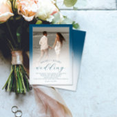Modern Ocean Blue Ombre 2-Foto Hochzeit Einladung