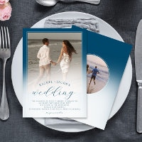 Modern Ocean Blue Ombre 2-Foto Hochzeit