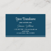 Modern Ocean Blue und Light Gray Streifen mit Logo Visitenkarte (Rückseite)