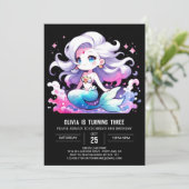 Modern Ocean Mermaid Birthday Einladung (Stehend Vorderseite)