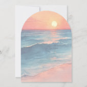 Modern Ocean Sunset Watercolor Beach Arch Wedding Einladung (Rückseite)